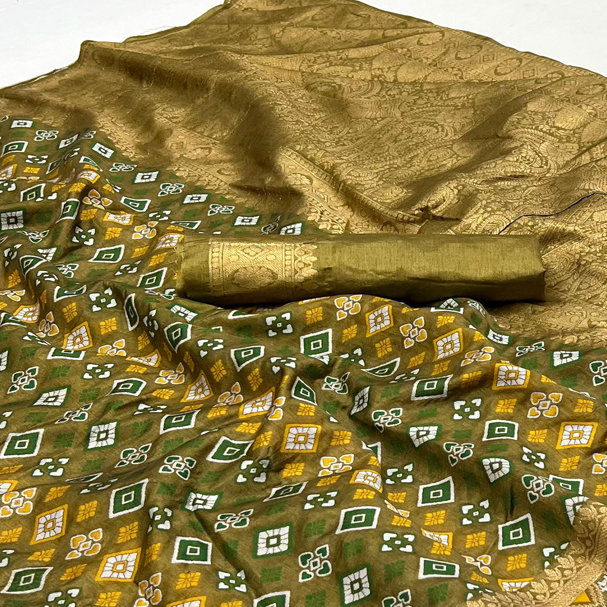 Mehendi Green Woven Art Silk Saree