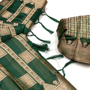 green-woven-cotton-blend-saree-with-tassels