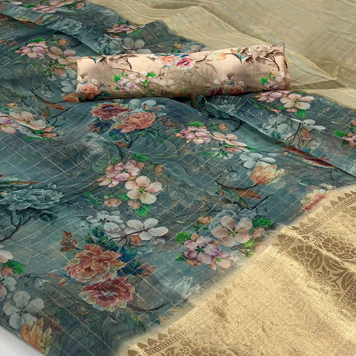grey-beige-floral-digital-printed-with-woven-border-organza-saree