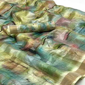 green-digital-printed-cotton-blend-saree-with-jacquard-border