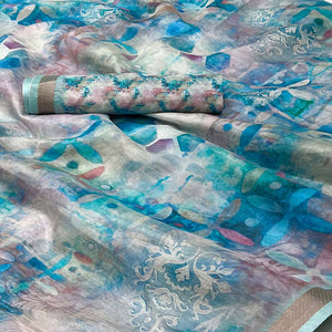 grey-blue-digital-printed-cotton-blend-saree-with-jacquard-border