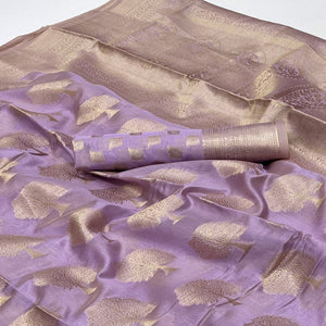 Lavender Woven Organza Saree