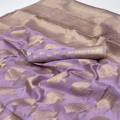 Lavender Woven Organza Saree