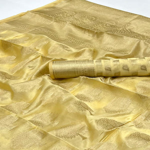 Cream Woven Organza Saree