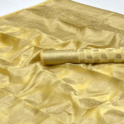 Cream Woven Organza Saree