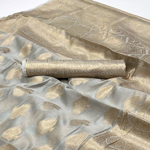 Grey Woven Organza Saree