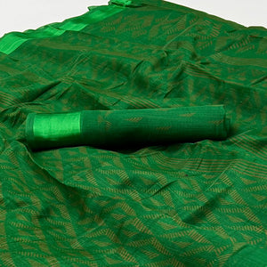 green-printed-cotton-blend-saree