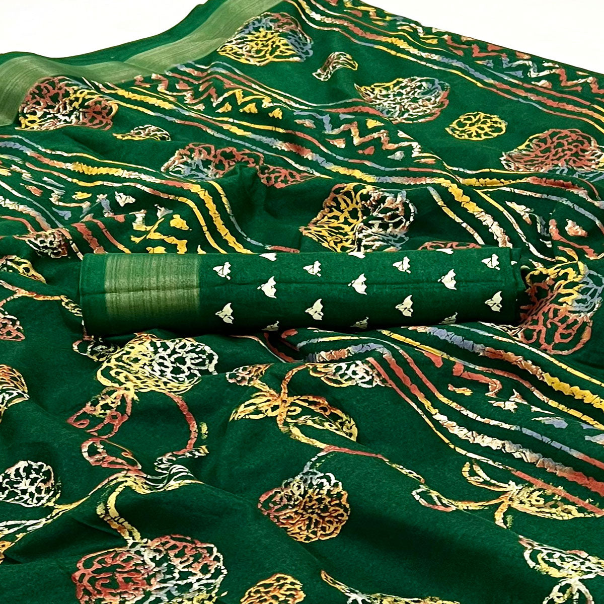 green-floral-printed-dola-silk-saree-4