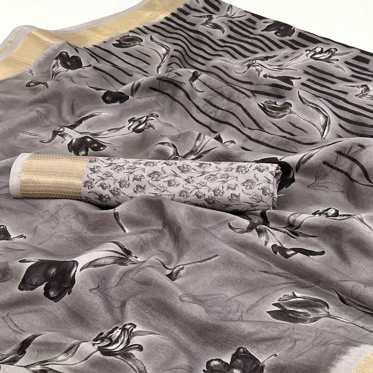 grey-floral-printed-dola-silk-saree-with-woven-border-2