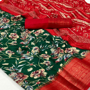 green-floral-printed-with-woven-border-dola-silk-saree-2