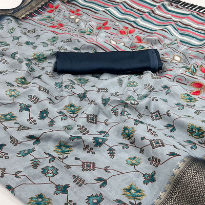 grey-floral-printed-with-woven-border-dola-silk-saree-2