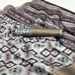 grey-geometric-printed-cotton-blend-saree