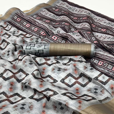 grey-geometric-printed-cotton-blend-saree