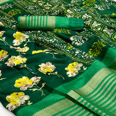 green-floral-printed-dola-silk-saree-with-woven-border-2