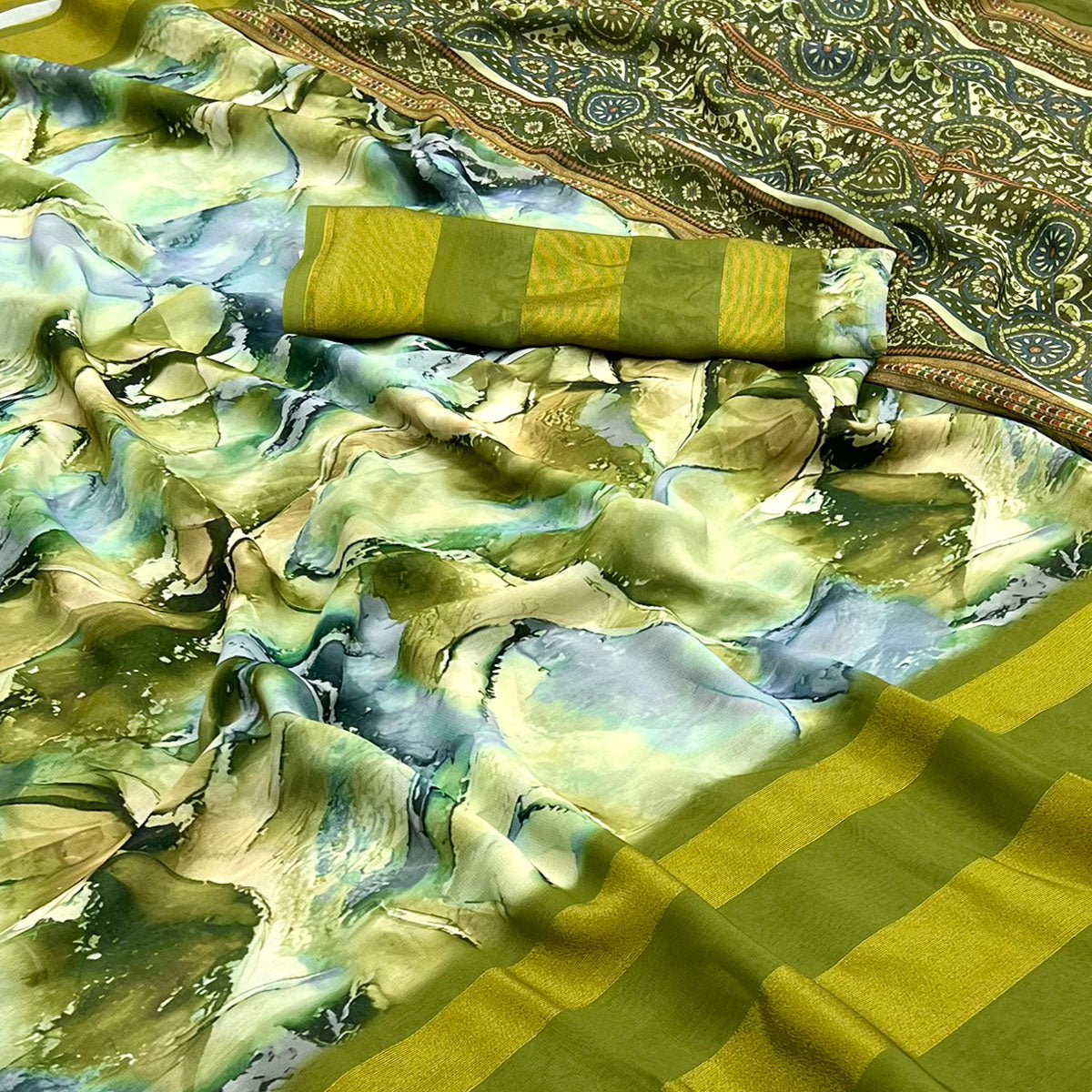 green-digital-printed-viscose-saree-3