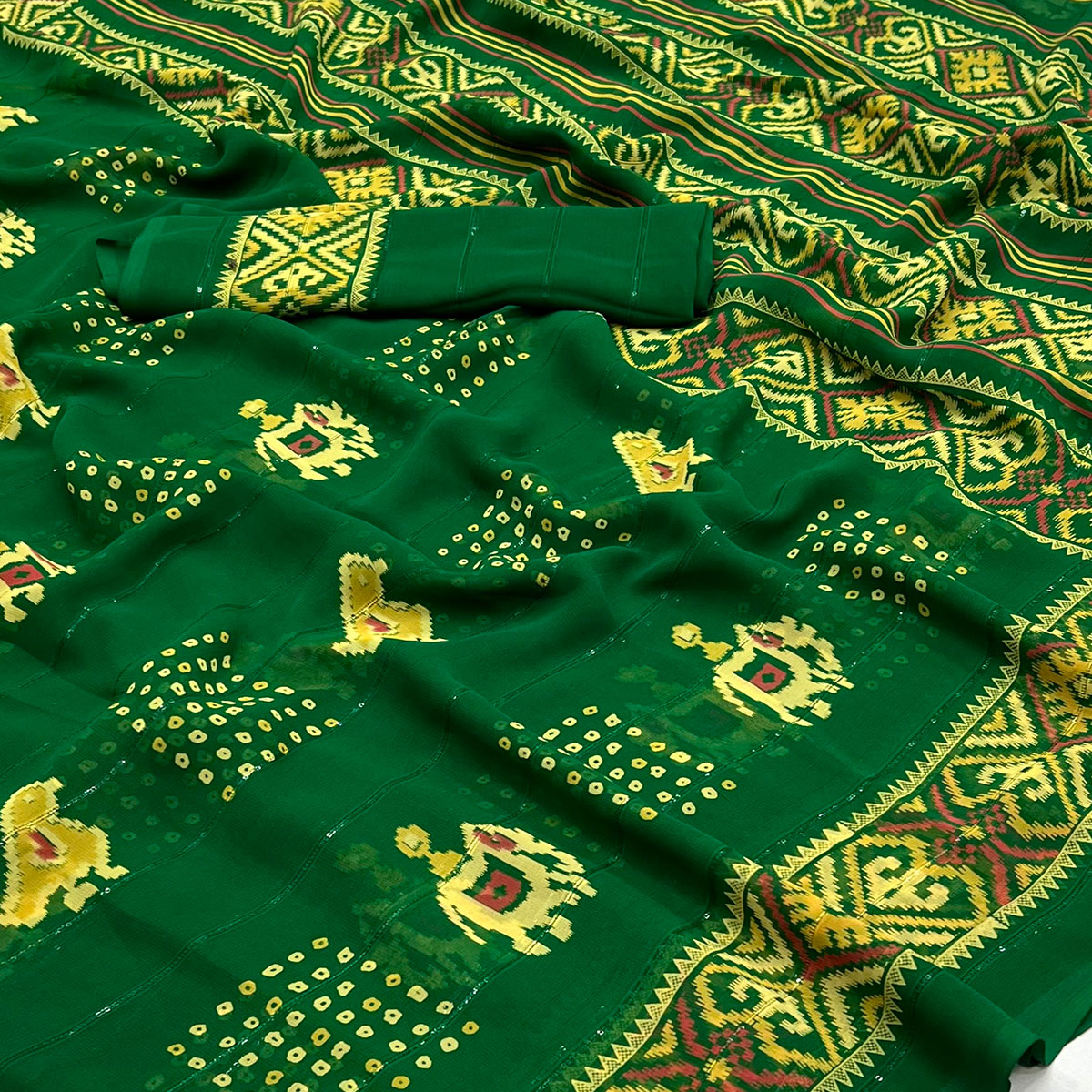 green-bandhani-printed-with-sequins-work-georgette-saree