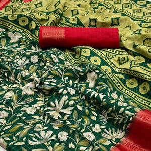 green-floral-printed-dola-silk-saree-with-woven-border-3