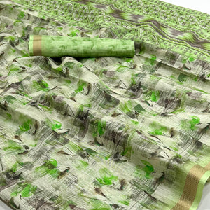 green-floral-digital-printed-cotton-blend-saree-with-weaving-border