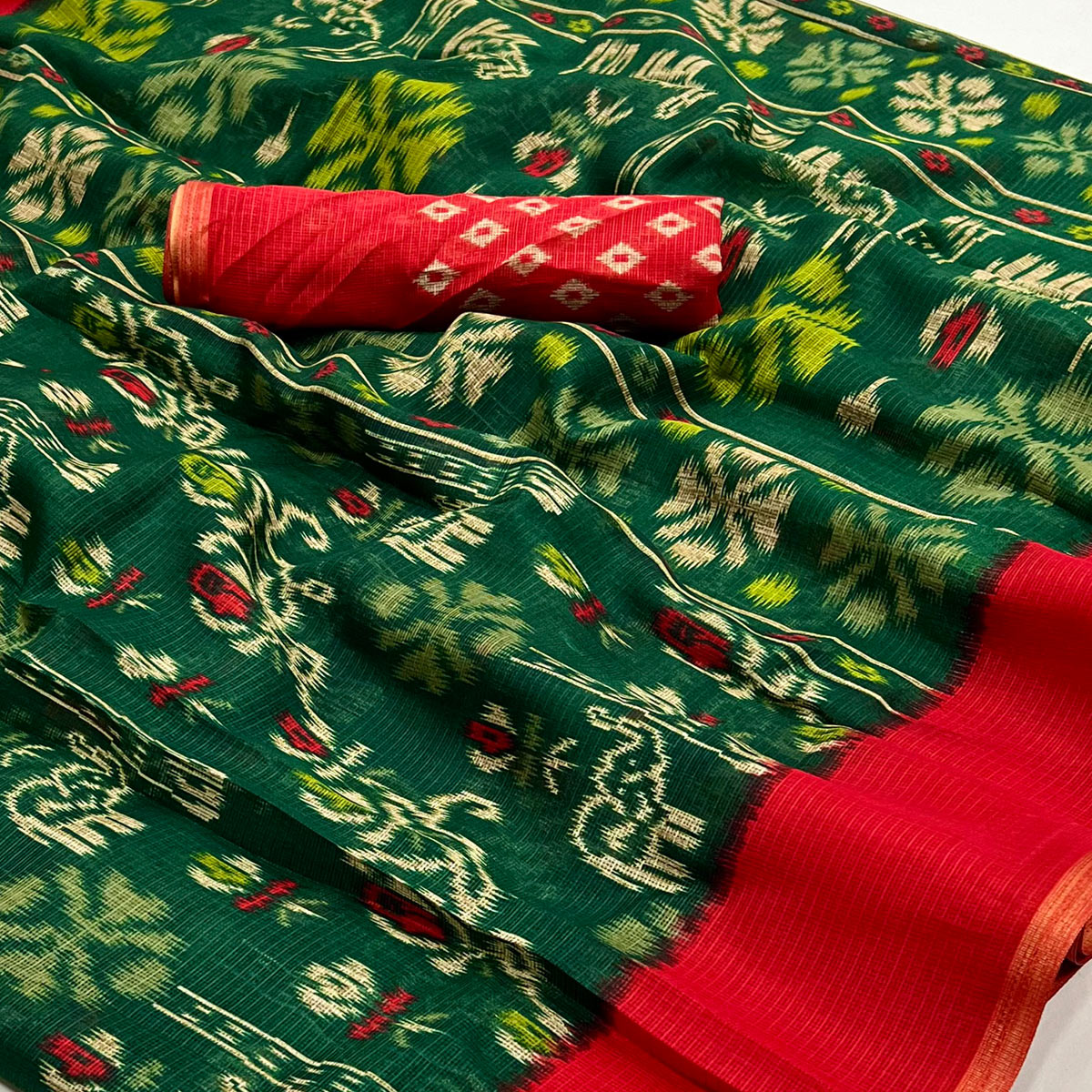 green-printed-kota-doria-saree-with-woven-border