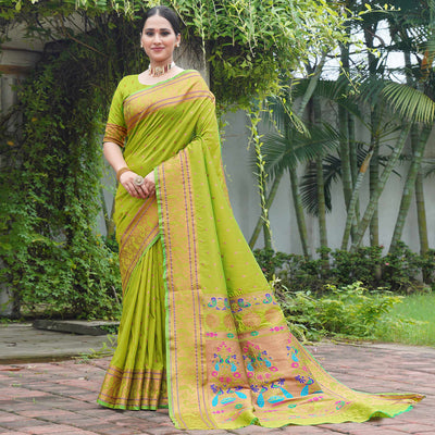green-woven-paithani-art-silk-saree-7
