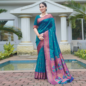 Morpich Woven Paithani Art Silk Saree