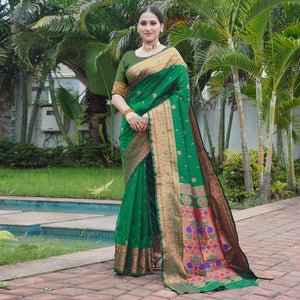 green-woven-paithani-art-silk-saree-3