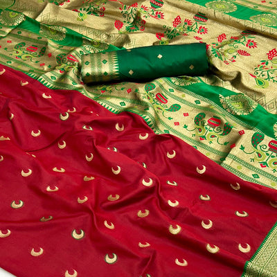 Maroon Woven Pure Silk Paithani Saree