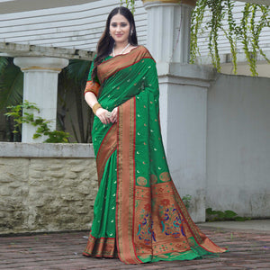 green-woven-paithani-art-silk-saree-4