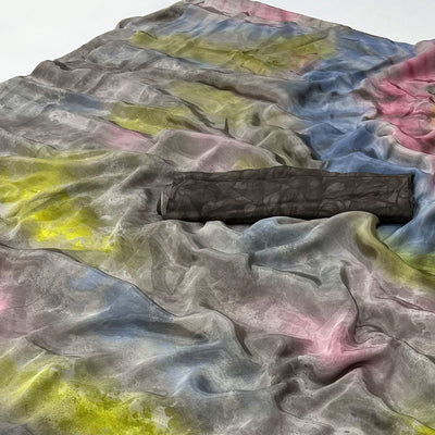 Grey Printed Crepe Silk Saree