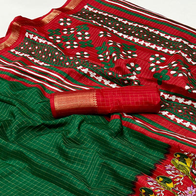 green-zari-woven-with-printed-dola-silk-saree
