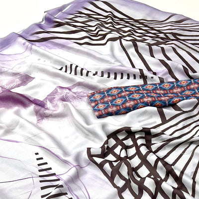 Light Lavender Digital Printed Georgette Saree