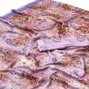 Lavender Floral Digital Printed Georgette Saree