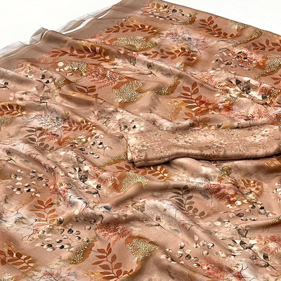 Brown Floral Digital Printed Georgette Saree