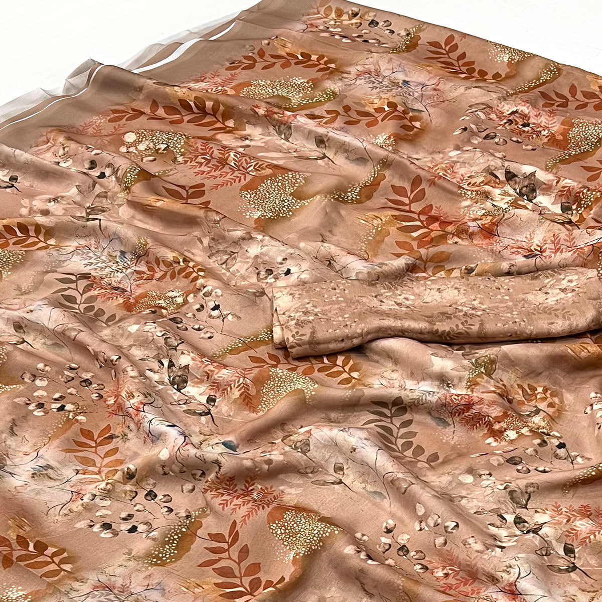 Brown Floral Digital Printed Georgette Saree