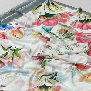 White Floral Digital Printed Georgette Saree