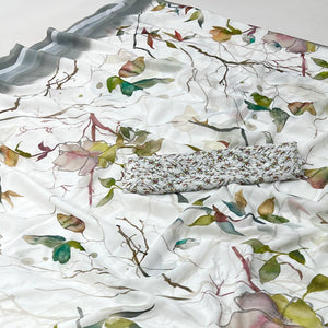 White Floral Digital Printed Georgette Saree