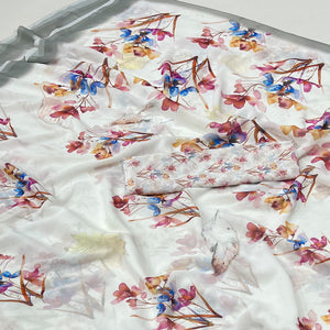 White Floral Digital Printed Georgette Saree