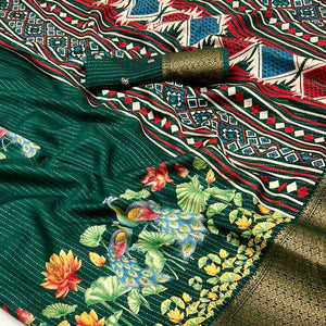 green-floral-printed-dola-silk-saree-with-jacquard-border-2