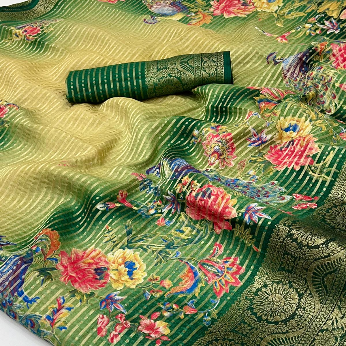 green-yellow-floral-woven-with-printed-georgette-saree-31