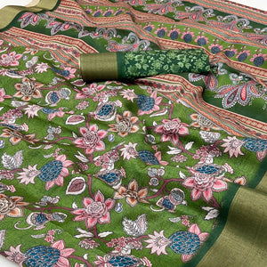 green-floral-printed-cotton-silk-saree-with-woven-border-34