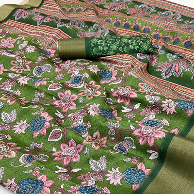 green-floral-printed-cotton-silk-saree-with-woven-border-34