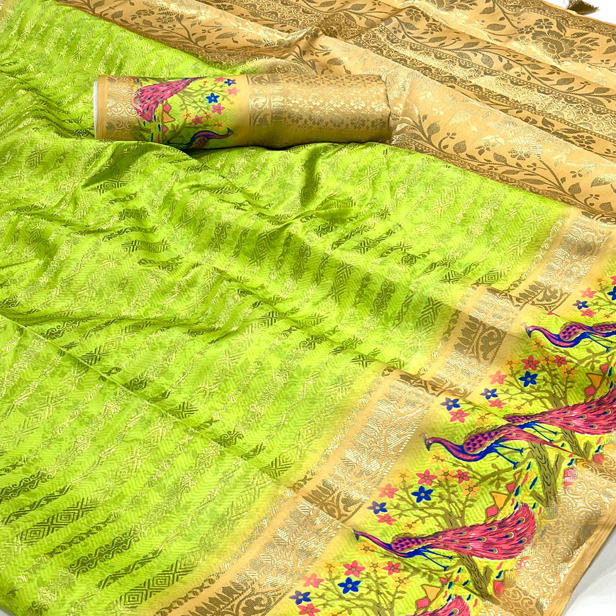 green-woven-with-digital-printed-raw-silk-saree