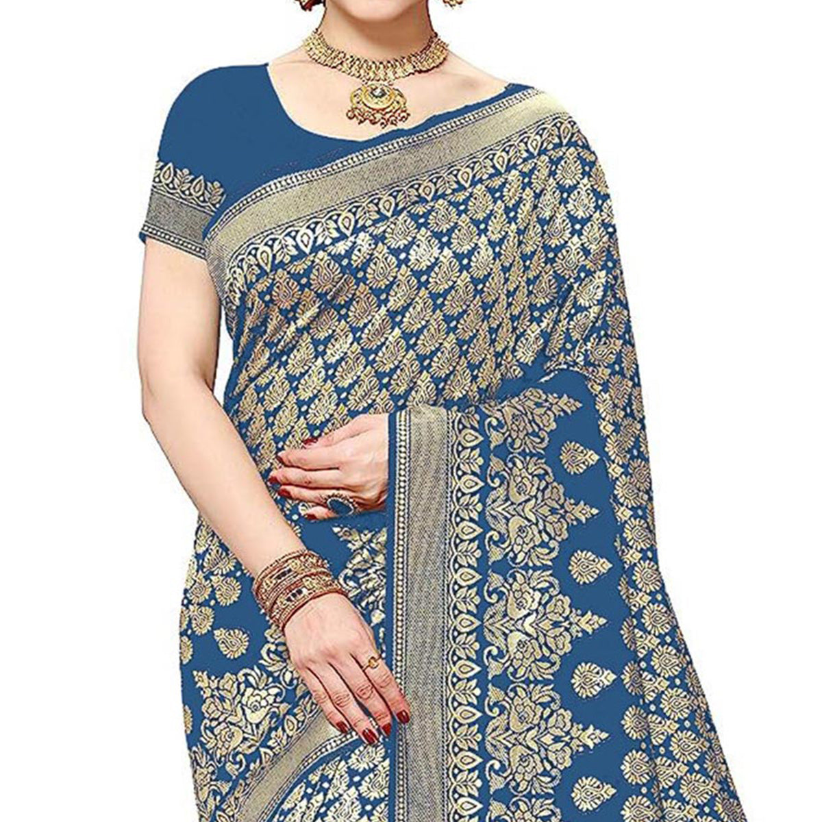 Blue Woven Art Silk Saree