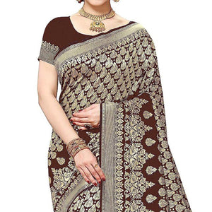 Brown Woven Art Silk Saree