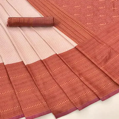 Chikoo Woven Banarasi Silk Saree