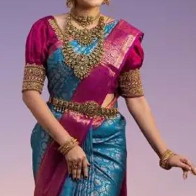 Blue Woven Banarasi Silk Saree