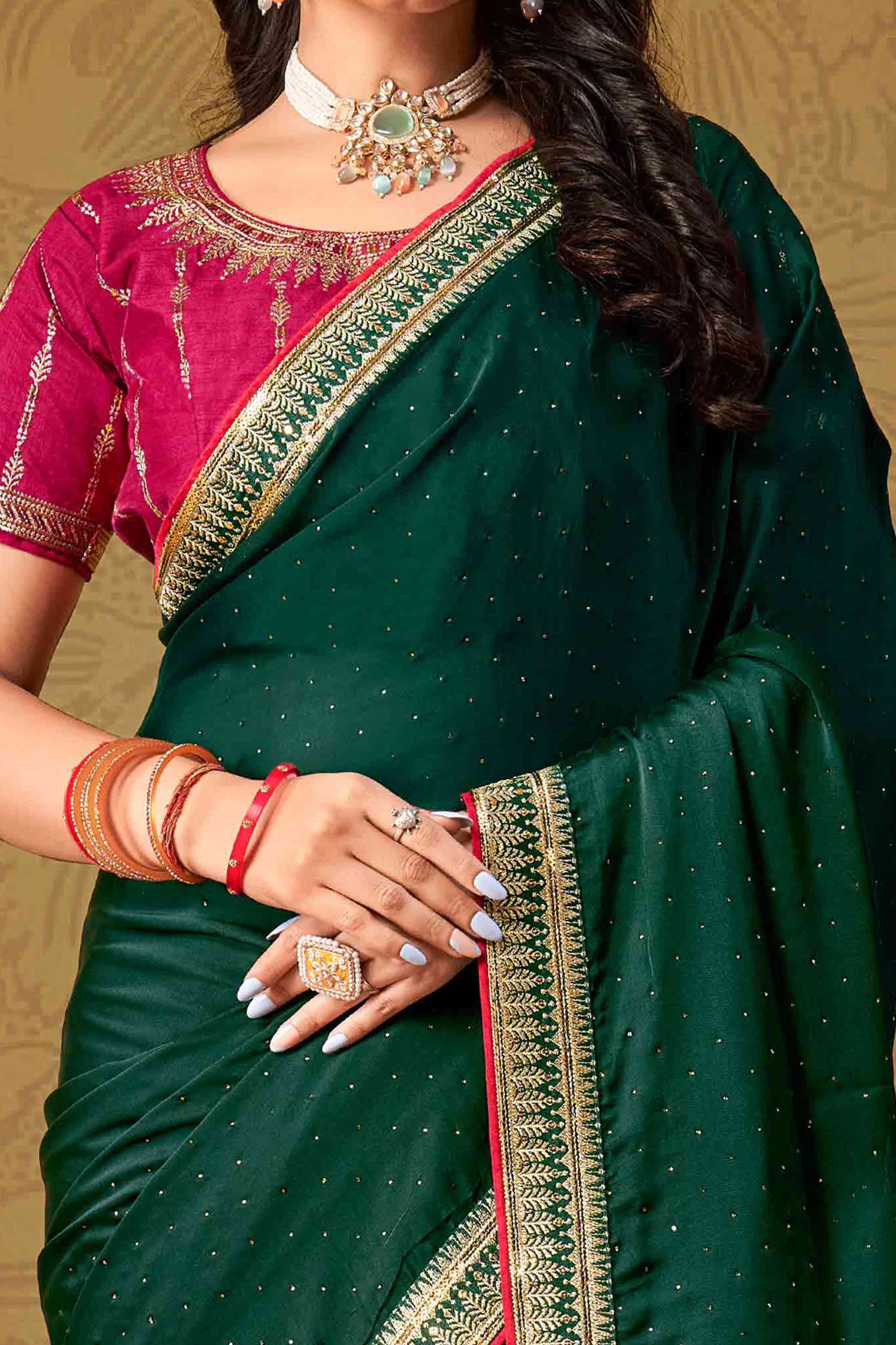 green-swarovski-work-satin-saree-with-designer-border