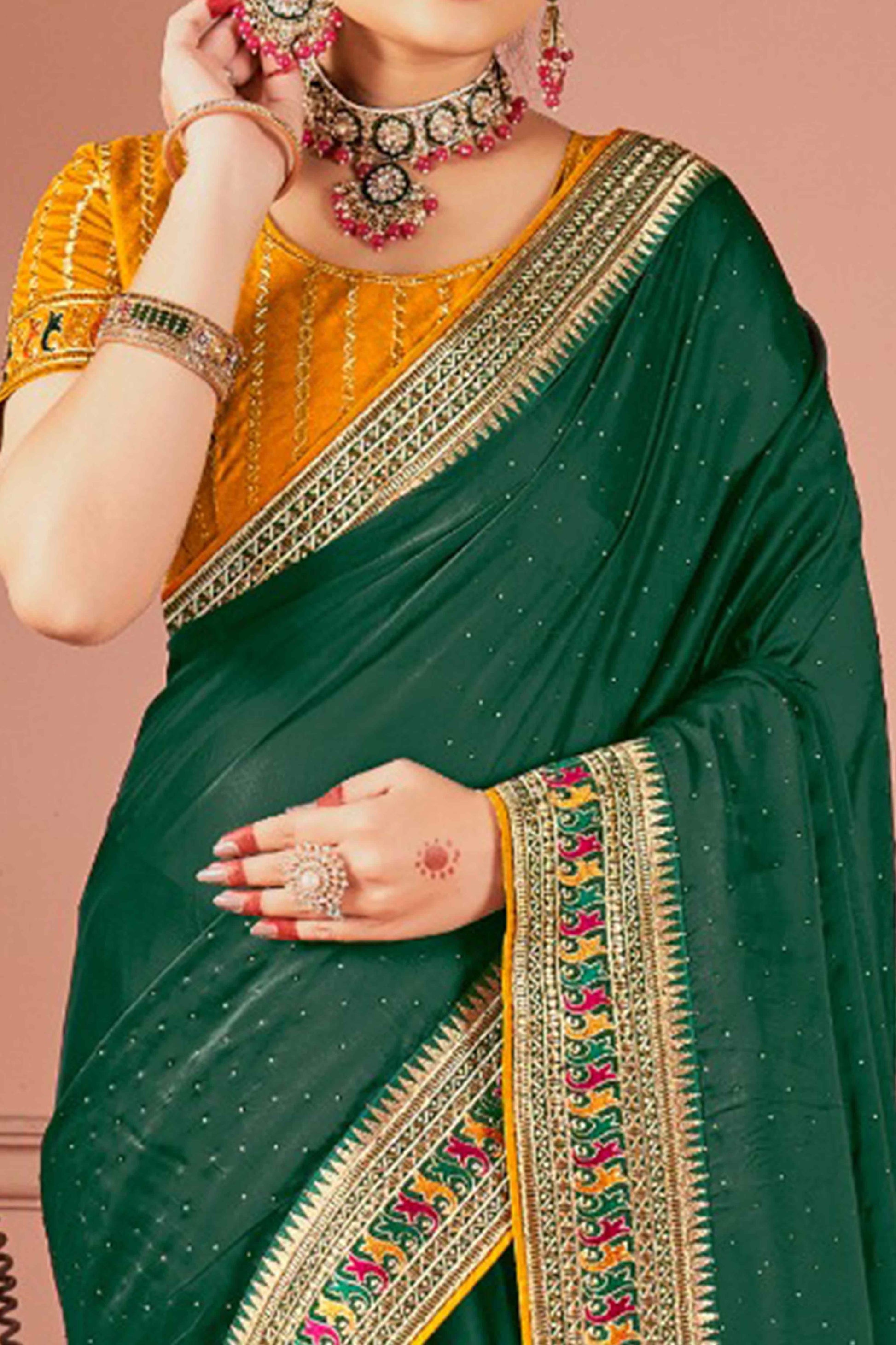green-swarovski-work-satin-rangoli-saree-with-embroidered-border