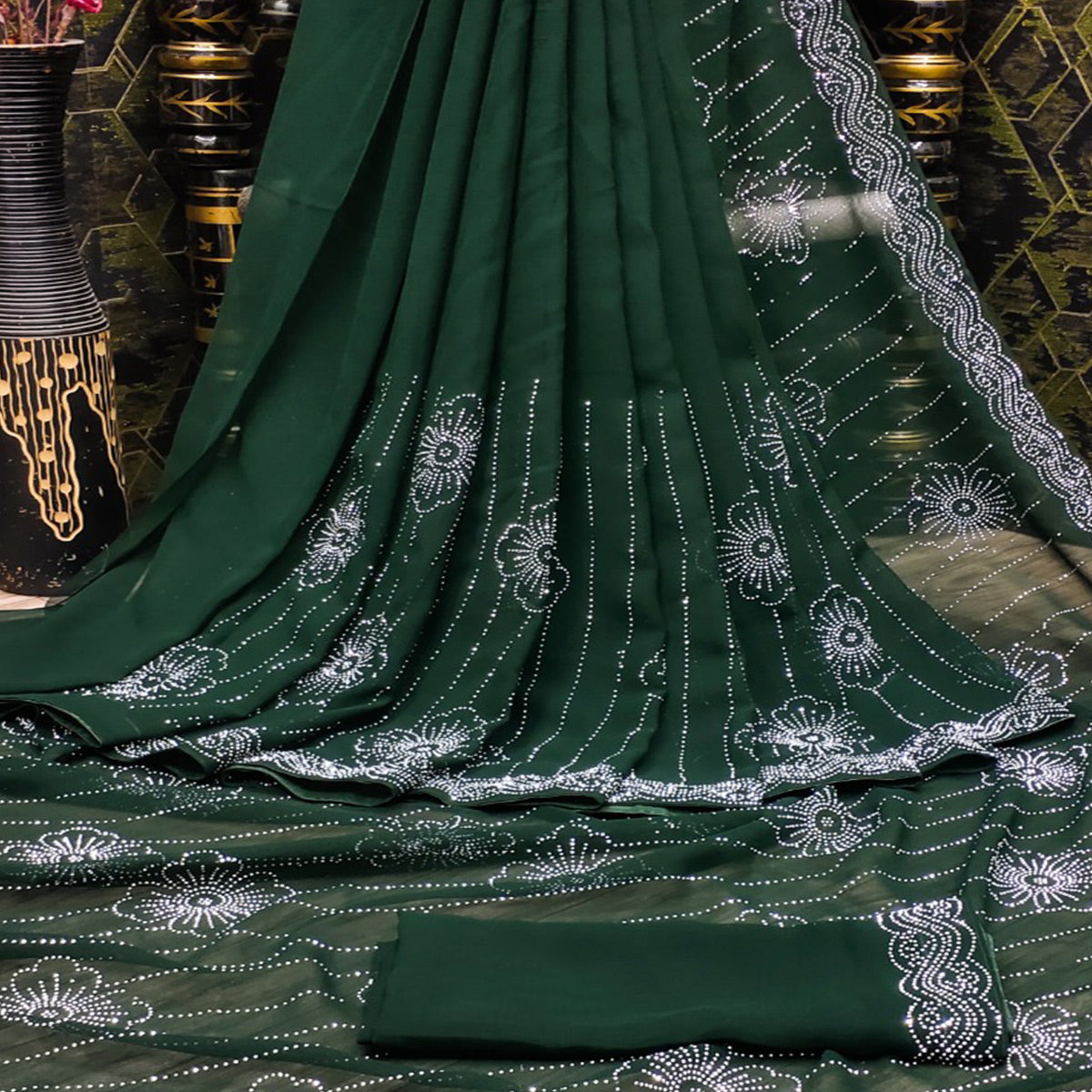 green-floral-swarovski-work-georgette-saree