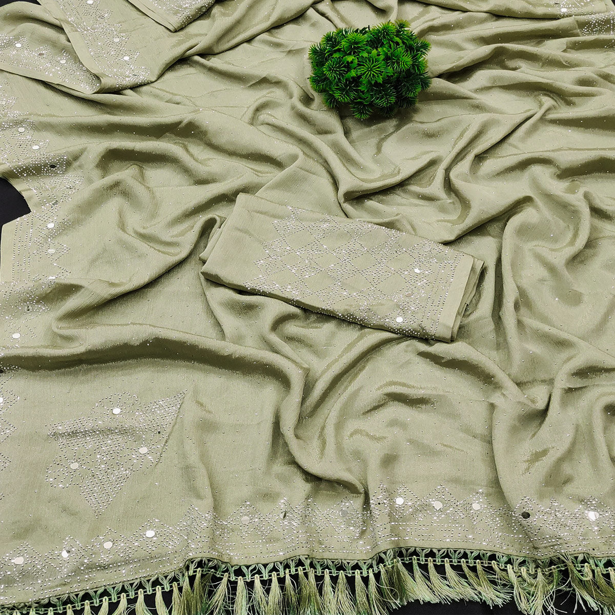 green-mirror-with-swarovski-work-chinon-saree-with-tassels